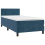 Box spring bed with dark blue velvet mattress 100x200 cm by , Beds and slatted bases - Ref: Foro24-3141171, Price: 345,12 €, ...