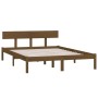 Estructura de cama madera de pino doble marrón miel 135x190 cm de vidaXL, Camas y somieres - Ref: Foro24-810125, Precio: 99,8...