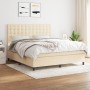 Cama box spring con colchón tela color crema 180x200 cm de , Camas y somieres - Ref: Foro24-3142118, Precio: 619,04 €, Descue...