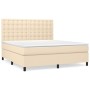 Cama box spring con colchón tela color crema 180x200 cm de , Camas y somieres - Ref: Foro24-3142118, Precio: 619,04 €, Descue...