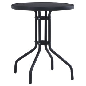 Garden table, black steel and glass, 80 cm by vidaXL, Garden tables - Ref: Foro24-47253, Price: 68,46 €, Discount: %