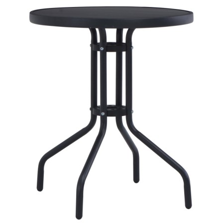 Garden table, black steel and glass, 80 cm by vidaXL, Garden tables - Ref: Foro24-47253, Price: 71,54 €, Discount: %