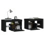 Mesitas de noche con luces LED 2 uds roble negras 70x36,5x40cm de , Mesitas de noche - Ref: Foro24-3152771, Precio: 111,77 €,...