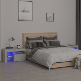 Bedside tables with LED lights 2 pcs concrete gray 70x36.5x40cm by , Nightstands - Ref: Foro24-3152773, Price: 98,00 €, Disco...