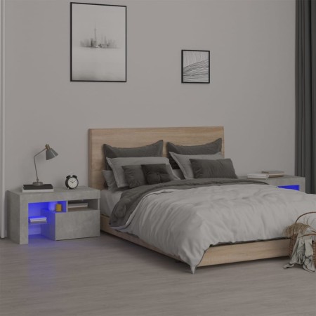 Bedside tables with LED lights 2 pcs concrete gray 70x36.5x40cm by , Nightstands - Ref: Foro24-3152773, Price: 96,03 €, Disco...