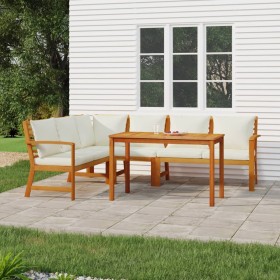 Garden dining set and cushions 5 pieces solid acacia wood by , Garden sets - Ref: Foro24-3154966, Price: 581,59 €, Discount: %