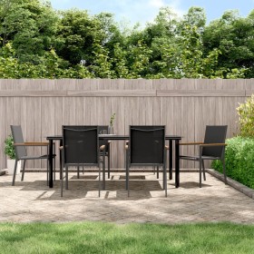 Garten-Essset 7-teilig aus Stahl und schwarzem Textilene von , Gartensets - Ref: Foro24-3187047, Preis: 525,99 €, Rabatt: %