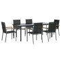 Garden dining set 7 pieces steel and black textilene by , Garden sets - Ref: Foro24-3187047, Price: 581,62 €, Discount: %