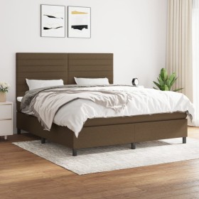 Cama box spring con colchón tela marrón oscuro 180x200 cm de , Camas y somieres - Ref: Foro24-3141876, Precio: 613,08 €, Desc...