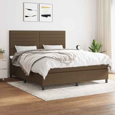 Box spring bed with dark brown fabric mattress 180x200 cm by , Beds and slatted bases - Ref: Foro24-3141876, Price: 613,08 €,...