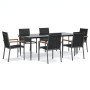 Garden dining set 7 pieces steel and black textilene by , Garden sets - Ref: Foro24-3187039, Price: 496,99 €, Discount: %