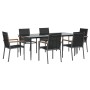 Garden dining set 7 pieces steel and black textilene by , Garden sets - Ref: Foro24-3187039, Price: 496,99 €, Discount: %