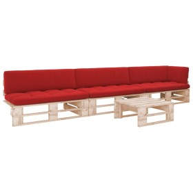 4-piece pallet furniture and impregnated pine wood cushions by , Garden sets - Ref: Foro24-3066751, Price: 325,99 €, Discount: %