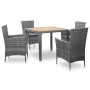 Set de comedor de jardín 5 pzas y cojines ratán sintético gris de vidaXL, Conjuntos de jardín - Ref: Foro24-46022, Precio: 36...