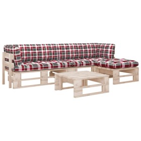 4-piece pallet furniture and impregnated pine wood cushions by , Garden sets - Ref: Foro24-3066829, Price: 271,99 €, Discount: %