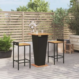 Bar table and garden stools 3 pieces acacia wood PE rattan black by , Garden sets - Ref: Foro24-3187722, Price: 237,18 €, Dis...