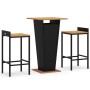 Bar table and garden stools 3 pieces acacia wood PE rattan black by , Garden sets - Ref: Foro24-3187722, Price: 233,87 €, Dis...