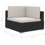 Corner sectional seat with cushions 2 pcs black PE rattan