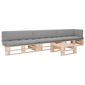 4-piece pallet furniture and impregnated pine wood cushions by , Garden sets - Ref: Foro24-3066747, Price: 353,04 €, Discount: %