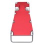 Folding steel sun lounger with red steel head cushion by , Loungers - Ref: Foro24-41483, Price: 64,20 €, Discount: %