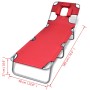 Folding steel sun lounger with red steel head cushion by , Loungers - Ref: Foro24-41483, Price: 64,20 €, Discount: %