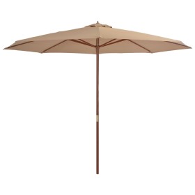 Garden umbrella with wooden pole 350 cm taupe by , Umbrellas - Ref: Foro24-44530, Price: 121,31 €, Discount: %