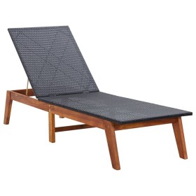 Solid acacia wood and synthetic rattan sun lounger by vidaXL, Loungers - Ref: Foro24-46031, Price: 138,99 €, Discount: %