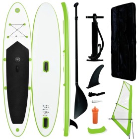 Inflatable paddle surf board with green and white sail by , Paddleboards - Ref: Foro24-92735, Price: 289,93 €, Discount: %