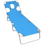 Folding lounger with head cushion turquoise blue steel by , Loungers - Ref: Foro24-310332, Price: 64,20 €, Discount: %