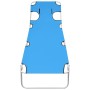 Folding lounger with head cushion turquoise blue steel by , Loungers - Ref: Foro24-310332, Price: 64,20 €, Discount: %