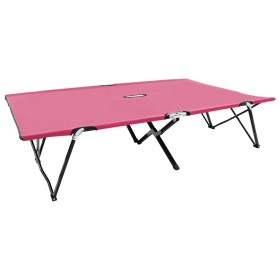 Pink steel folding double lounger by , Loungers - Ref: Foro24-310353, Price: 110,99 €, Discount: %