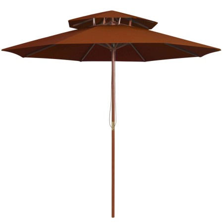 Two-story terracotta wooden pole parasol 270 cm by , Umbrellas - Ref: Foro24-313765, Price: 92,75 €, Discount: %