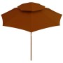 Two-story terracotta wooden pole parasol 270 cm by , Umbrellas - Ref: Foro24-313765, Price: 92,75 €, Discount: %