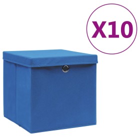 Storage boxes with lids 10 pcs blue 28x28x28 cm by , Storage baskets - Ref: Foro24-325198, Price: 47,94 €, Discount: %