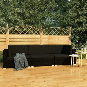 3-teilige Gartensofagarnitur und schwarze synthetische Rattankissen von vidaXL, Gartensets - Ref: Foro24-47267, Preis: 326,36...