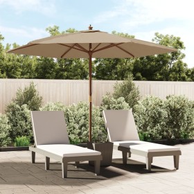 Garden umbrella with taupe gray wooden pole 299x240 cm by , Umbrellas - Ref: Foro24-363170, Price: 82,47 €, Discount: %