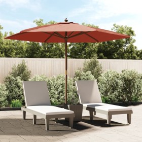 Garden umbrella with terracotta wooden pole 299x240 cm by , Umbrellas - Ref: Foro24-363172, Price: 71,91 €, Discount: %