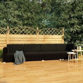 4-teiliges Gartensofa-Set und schwarze synthetische Rattankissen von vidaXL, Gartensets - Ref: Foro24-47271, Preis: 341,99 €,...