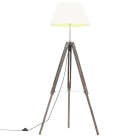 Lámpara de trípode madera maciza de teca gris y blanca 141 cm de , Lámparas - Ref: Foro24-288073, Precio: 73,08 €, Descuento: %