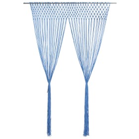 Blue cotton macrame curtain 140x240 cm by , Curtains and curtains - Ref: Foro24-323985, Price: 44,99 €, Discount: %