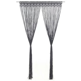 Anthracite gray cotton macrame curtain 140x240 cm by , Curtains and curtains - Ref: Foro24-323993, Price: 44,89 €, Discount: %