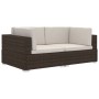 Ecksitzgruppe mit Kissen aus 2 Stück braunem PE-Rattan von vidaXL, Modulare Sofas für den Außenbereich - Ref: Foro24-47261, P...