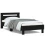 Bed frame with black engineered wood headboard 100x200 cm by , Beds and slatted bases - Ref: Foro24-838527, Price: 90,45 €, D...