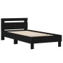 Bed frame with black engineered wood headboard 100x200 cm by , Beds and slatted bases - Ref: Foro24-838527, Price: 90,45 €, D...