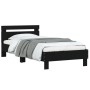 Bed frame with black engineered wood headboard 100x200 cm by , Beds and slatted bases - Ref: Foro24-838527, Price: 90,45 €, D...