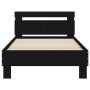 Bed frame with black engineered wood headboard 100x200 cm by , Beds and slatted bases - Ref: Foro24-838527, Price: 90,45 €, D...