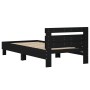 Bed frame with black engineered wood headboard 100x200 cm by , Beds and slatted bases - Ref: Foro24-838527, Price: 90,45 €, D...