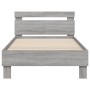 Sonoma gray engineered wood bed with headboard 100x200 cm by , Beds and slatted bases - Ref: Foro24-838531, Price: 89,60 €, D...