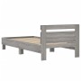 Sonoma gray engineered wood bed with headboard 100x200 cm by , Beds and slatted bases - Ref: Foro24-838531, Price: 89,99 €, D...