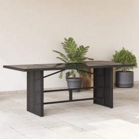 Garden table glass surface PE rattan black 190x80x74 cm by , Garden tables - Ref: Foro24-365304, Price: 179,49 €, Discount: %